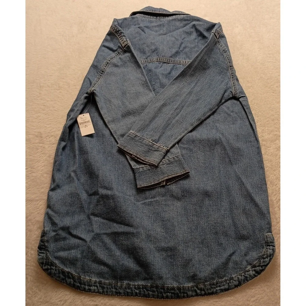 Gap Kids Denim Shirt Dress Medium Wash Long Sleeve Blue Size S 6-7 Casual NWT